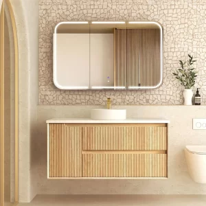 Otti Byron Fluted 1200mm Woodland Oak Wall Hung Vanity